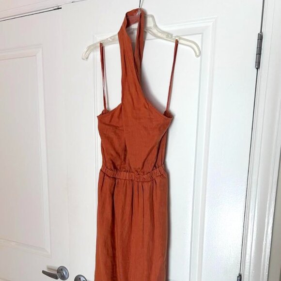 NWT Anthropologie Cloth & Stone Linen Halter Midi Dress - Picture 2 of 5